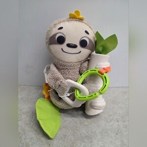 Fisher-Price Beige and Green Sloth Plush Teether Toy